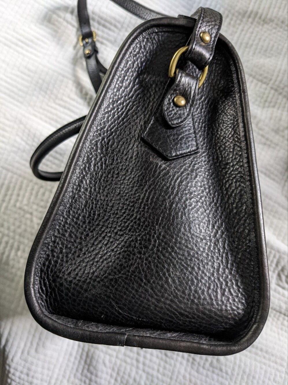 Lotuff Black Satchel Medium Leather Tote w/ Strap Customized JSG See Pictures - Picture 6 of 16